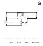 Планировка 2-комнатной квартиры, 73,3 м2