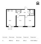 Планировка 2-комнатной квартиры, 59,53 м2