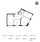 Планировка 3-комнатной квартиры, 78,46 м2