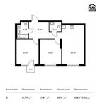 Планировка 2-комнатной квартиры, 61,97 м2