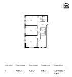 Планировка 3-комнатной квартиры, 78,61 м2