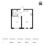 Планировка 1-комнатной квартиры, 38,46 м2