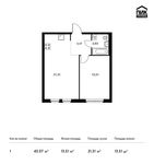 Планировка 1-комнатной квартиры, 43,07 м2