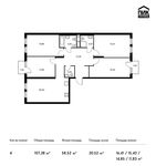 Планировка 4-комнатной квартиры, 107,28 м2