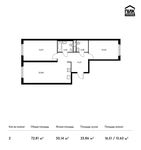 Планировка 2-комнатной квартиры, 72,81 м2