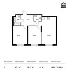 Планировка 2-комнатной квартиры, 67,1 м2