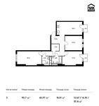 Планировка 3-комнатной квартиры, 90,7 м2