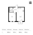 Планировка 1-комнатной квартиры, 38,95 м2
