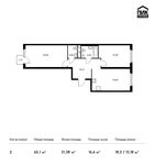 Планировка 2-комнатной квартиры, 65,1 м2