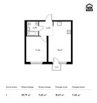 Планировка 1-комнатной квартиры, 38,79 м2