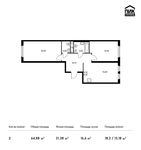 Планировка 2-комнатной квартиры, 64,88 м2