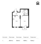 Планировка 1-комнатной квартиры, 43,64 м2