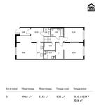 Планировка 3-комнатной квартиры, 89,68 м2