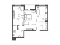 Планировка 2-комнатной квартиры, 62,21 м2