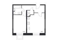 Планировка 1-комнатной квартиры, 43,5 м2