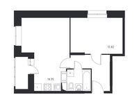 Планировка 1-комнатной квартиры, 43,2 м2