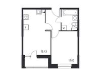 Планировка 1-комнатной квартиры, 37,4 м2
