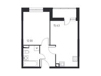 Планировка 1-комнатной квартиры, 37,1 м2