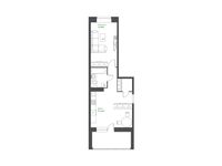 Планировка 1-комнатной квартиры, 45,77 м2