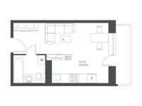 Планировка квартиры студии, 24,45 м2
