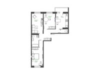 Планировка 3-комнатной квартиры, 74,08 м2