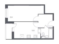 Планировка 1-комнатной квартиры, 36,99 м2