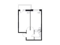 Планировка 1-комнатной квартиры, 37,16 м2
