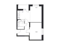 Планировка 2-комнатной квартиры, 43,93 м2