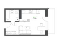 Планировка квартиры студии, 23,79 м2
