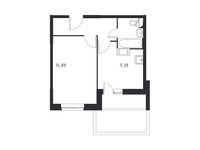 Планировка 1-комнатной квартиры, 35,2 м2