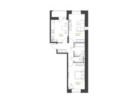 Планировка 2-комнатной квартиры, 55,49 м2