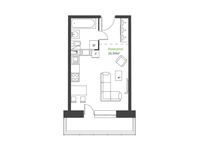 Планировка квартиры студии, 25,92 м2