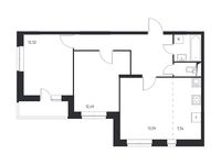 Планировка 2-комнатной квартиры, 62,79 м2