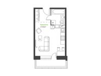 Планировка квартиры студии, 26,41 м2