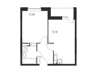 Планировка 1-комнатной квартиры, 37,03 м2
