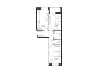 Планировка 2-комнатной квартиры, 57,05 м2