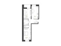 Планировка 2-комнатной квартиры, 57,79 м2