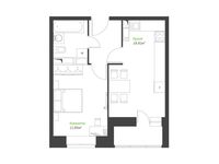 Планировка 1-комнатной квартиры, 35,86 м2