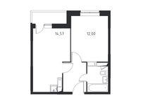 Планировка 1-комнатной квартиры, 36,58 м2