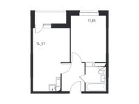 Планировка 1-комнатной квартиры, 35,81 м2