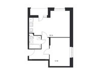 Планировка 1-комнатной квартиры, 44,48 м2