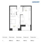 Планировка 1-комнатной квартиры, 35,86 м2