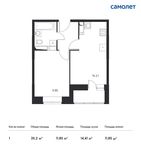 Планировка 1-комнатной квартиры, 35,2 м2