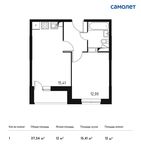 Планировка 1-комнатной квартиры, 37,34 м2