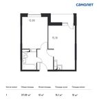 Планировка 1-комнатной квартиры, 37,03 м2
