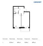 Планировка 1-комнатной квартиры, 37,16 м2