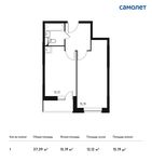 Планировка 1-комнатной квартиры, 37,39 м2