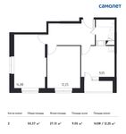 Планировка 2-комнатной квартиры, 50,37 м2