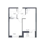 Планировка 1-комнатной квартиры, 25,07 м2
