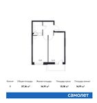 Планировка 1-комнатной квартиры, 37,16 м2